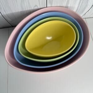 Target HOME 4 Serving Nesting Bowls Egg-Shaped Melamine Pastel Colors